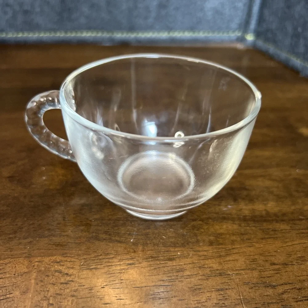 VINTAGE FEDERAL HOMESTEAD GLASS‎ SNACK / DESSERT PLATE WITH CUP - WHEAT DESIGN